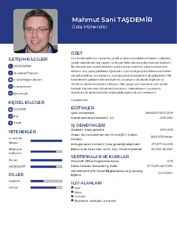 Gıda Mühendisi CV Örnekleri cv indir